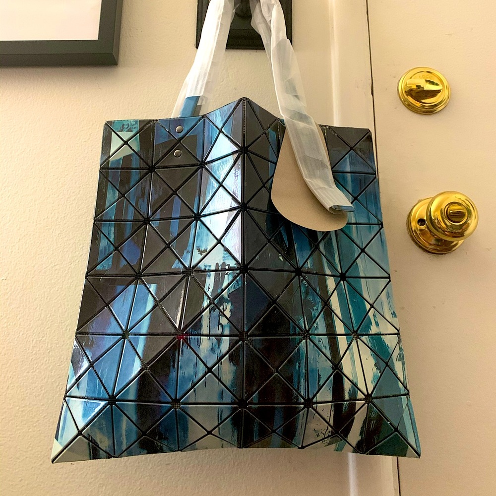 Paint Splatter Geometric Tote - Blue